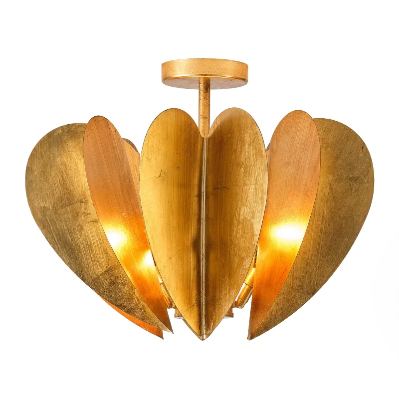 19" Gold Semi-Flush Mount Ceiling Light 6-Light