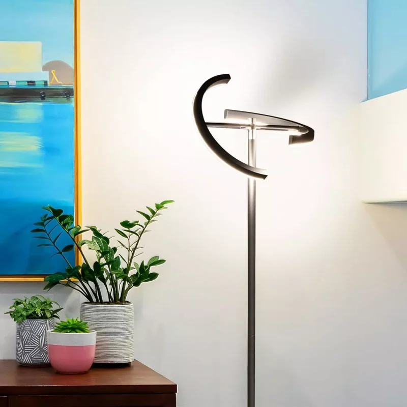 Brightech Halo Split Modern Dimmable (Includes LED Light Bulb) Standing Floor Lamp Matte Black